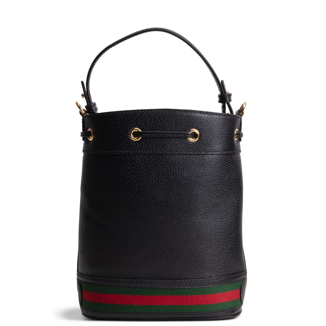 GUCCI Leather Web Ophidia Top Handle Bucket