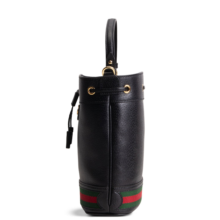 GUCCI Leather Web Ophidia Top Handle Bucket