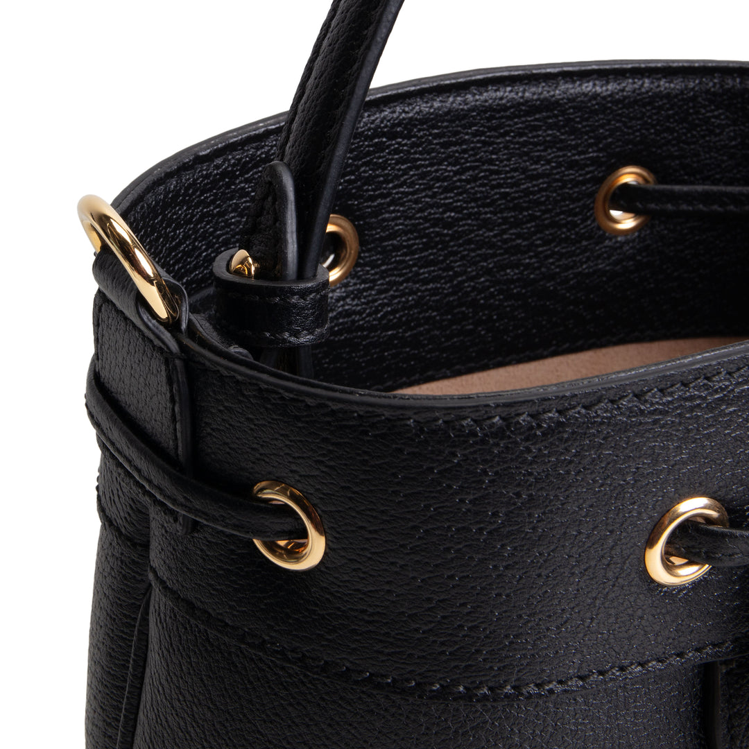 GUCCI Leather Web Ophidia Top Handle Bucket