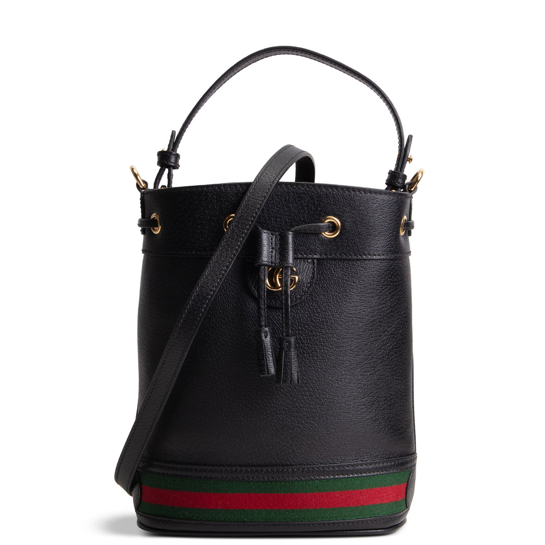 GUCCI Leather Web Ophidia Top Handle Bucket