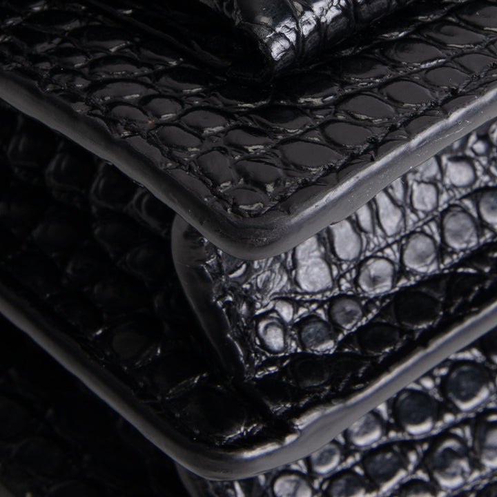 SAINT LAURENT Sunset Croc Embossed - Black