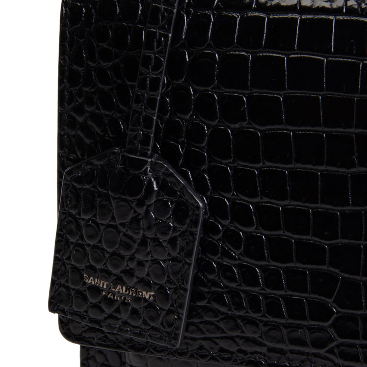 SAINT LAURENT Sunset Croc Embossed - Black