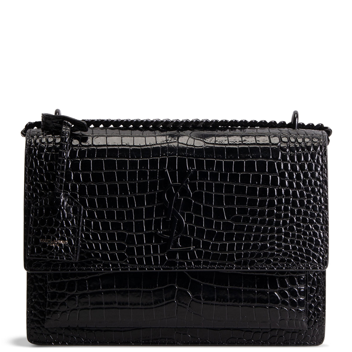 SAINT LAURENT Sunset Croc Embossed - Black