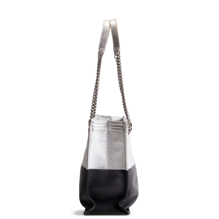 CHANEL Large Bicolor Metallic Goatskin &amp; Calfskin Boy Tote OUTLET FINAL SALE