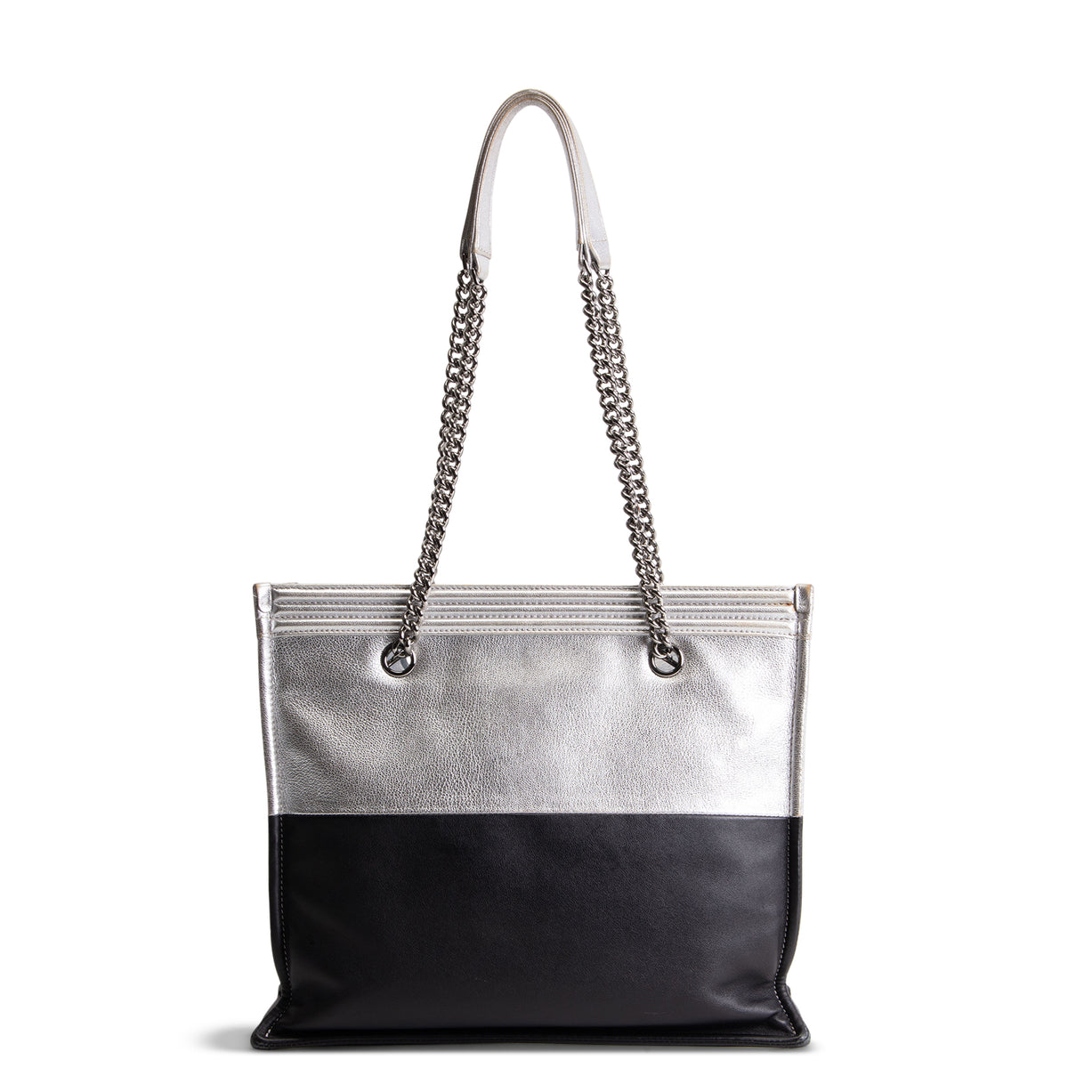 CHANEL Large Bicolor Metallic Goatskin &amp; Calfskin Boy Tote OUTLET FINAL SALE