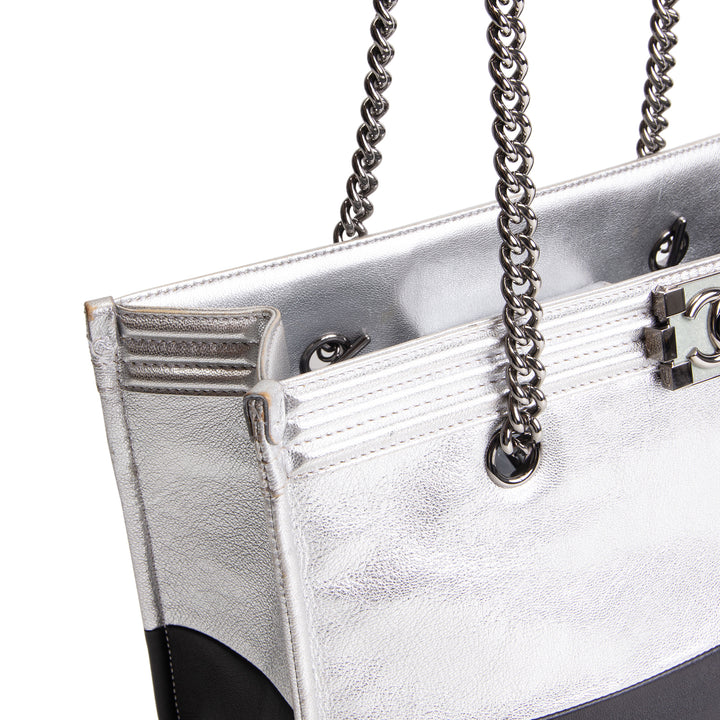 CHANEL Large Bicolor Metallic Goatskin &amp; Calfskin Boy Tote OUTLET FINAL SALE