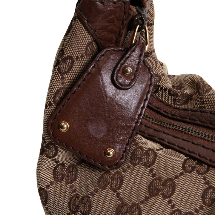GUCCI GG Canvas Jockey Hobo Bag