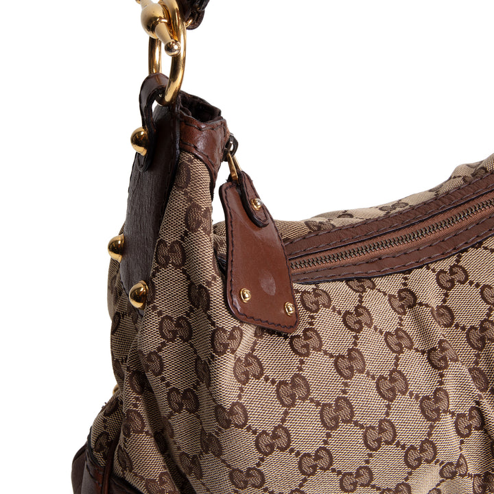 GUCCI GG Canvas Jockey Hobo Bag