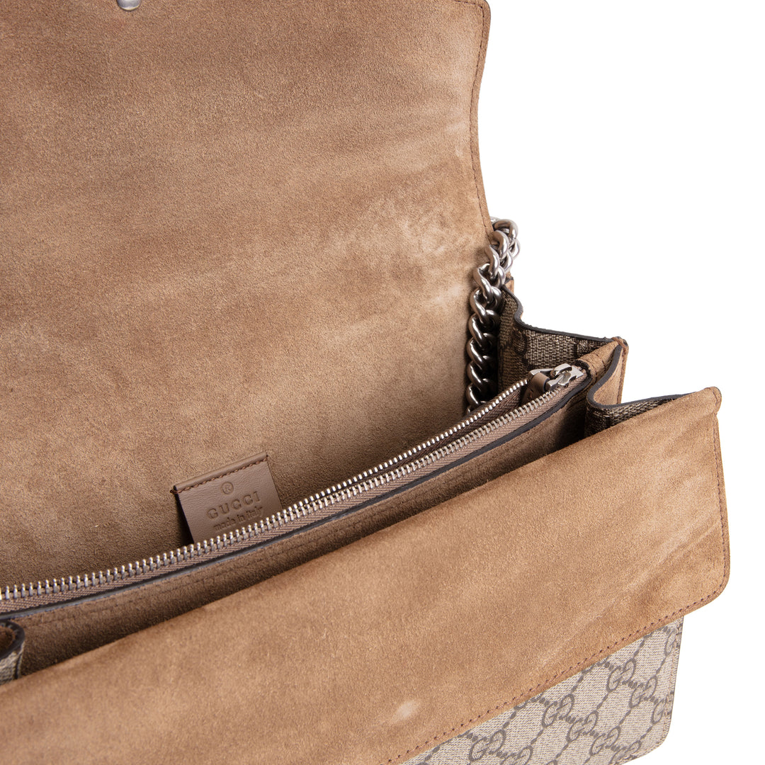 GUCCI GG Supreme Small Dionysus Shoulder Bag - Beige & Ebony