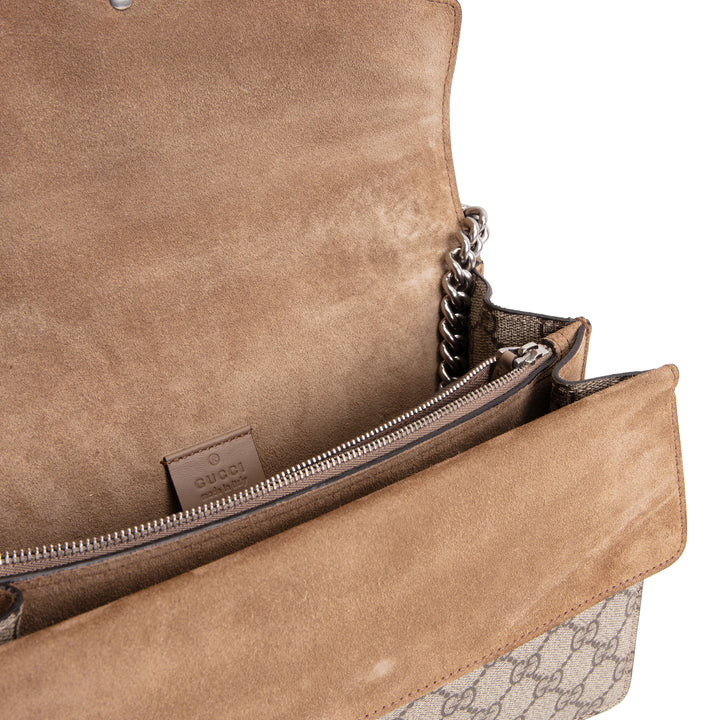 GUCCI GG Supreme Small Dionysus Shoulder Bag - Beige & Ebony