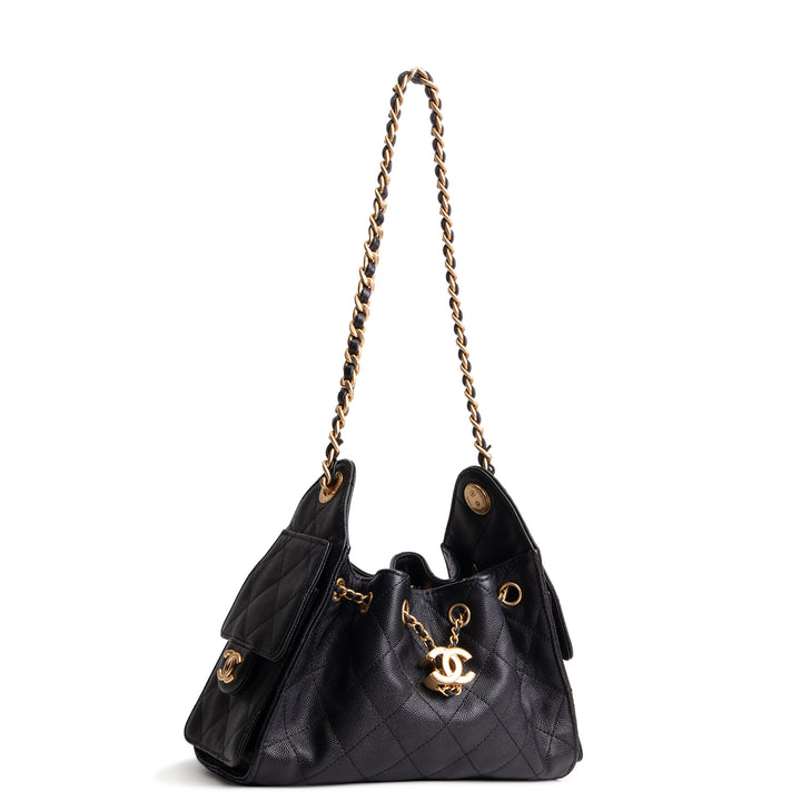 CHANEL Caviar Mini 25 Shoulder Bag - Black