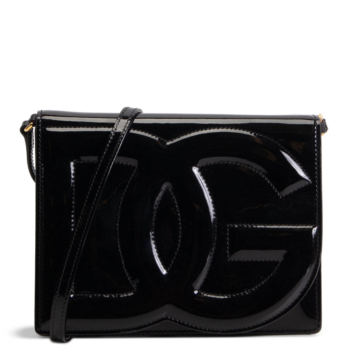 DOLCE &amp; GABBANA D&amp;G Patent Logo Crossbody - Black