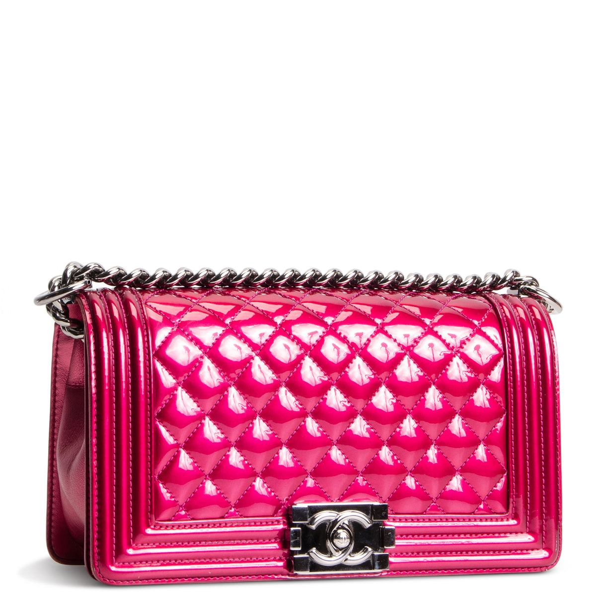 CHANEL Medium Boy Bag - Quilted Patent Leather