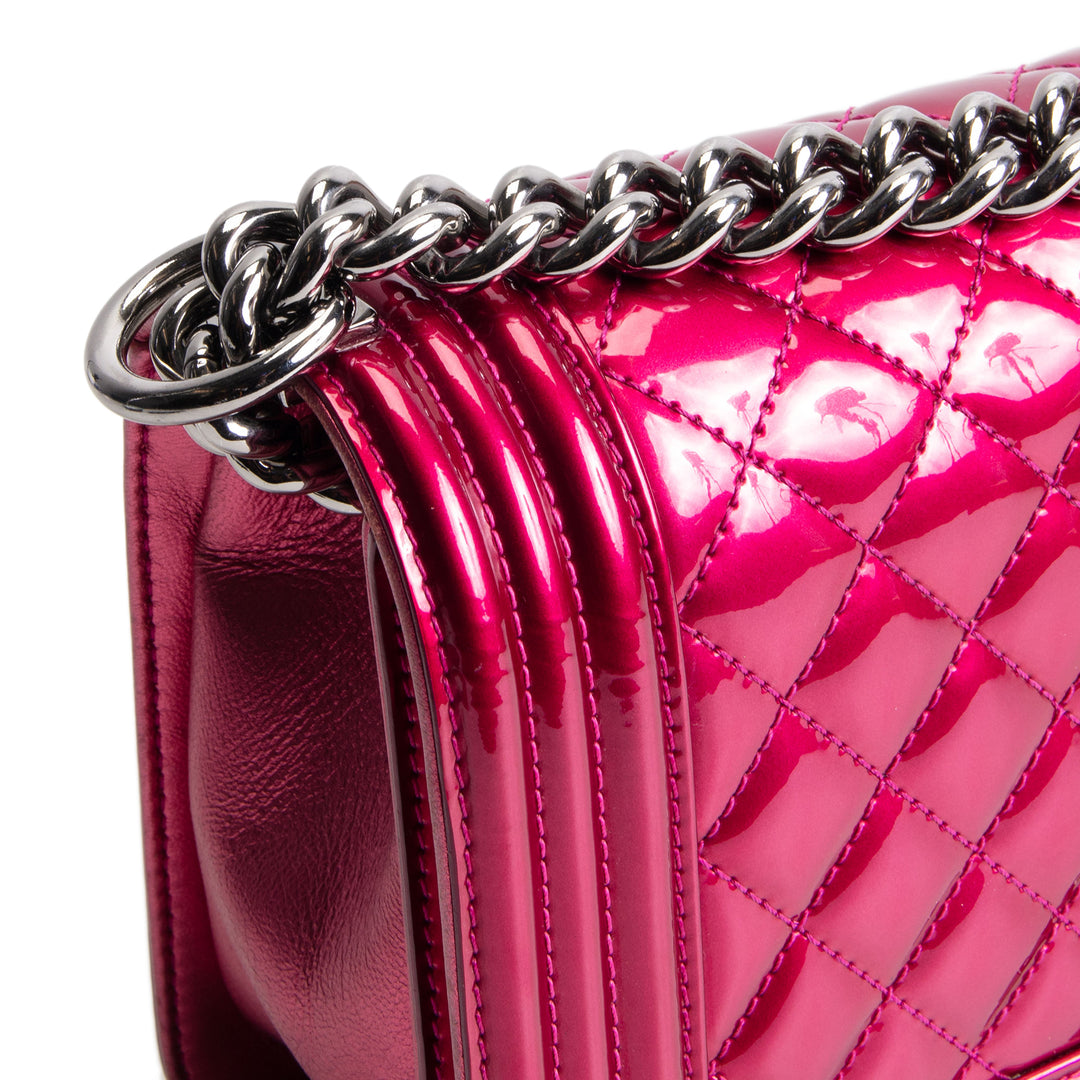 CHANEL Medium Boy Bag - Quilted Patent Leather