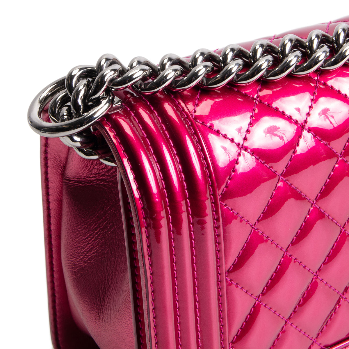 CHANEL Medium Boy Bag - Quilted Patent Leather