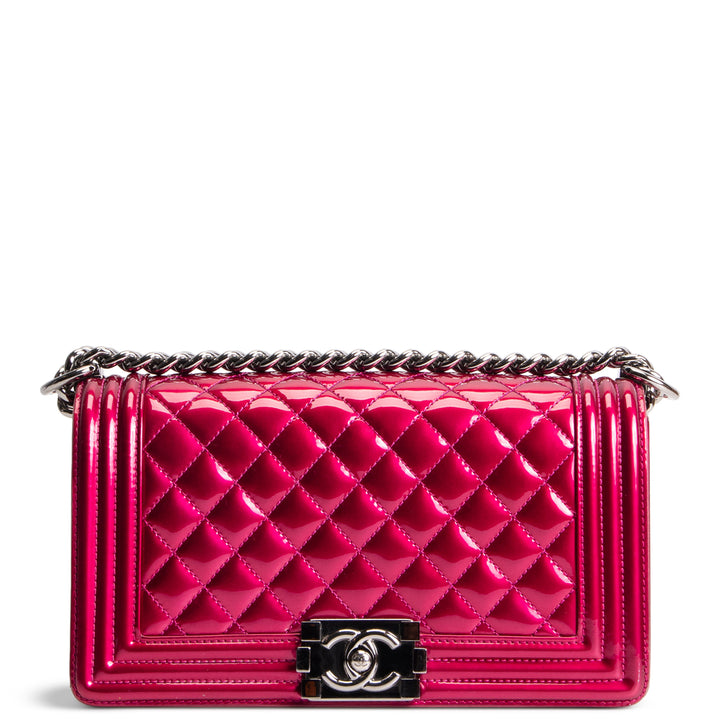 CHANEL Medium Boy Bag - Quilted Patent Leather