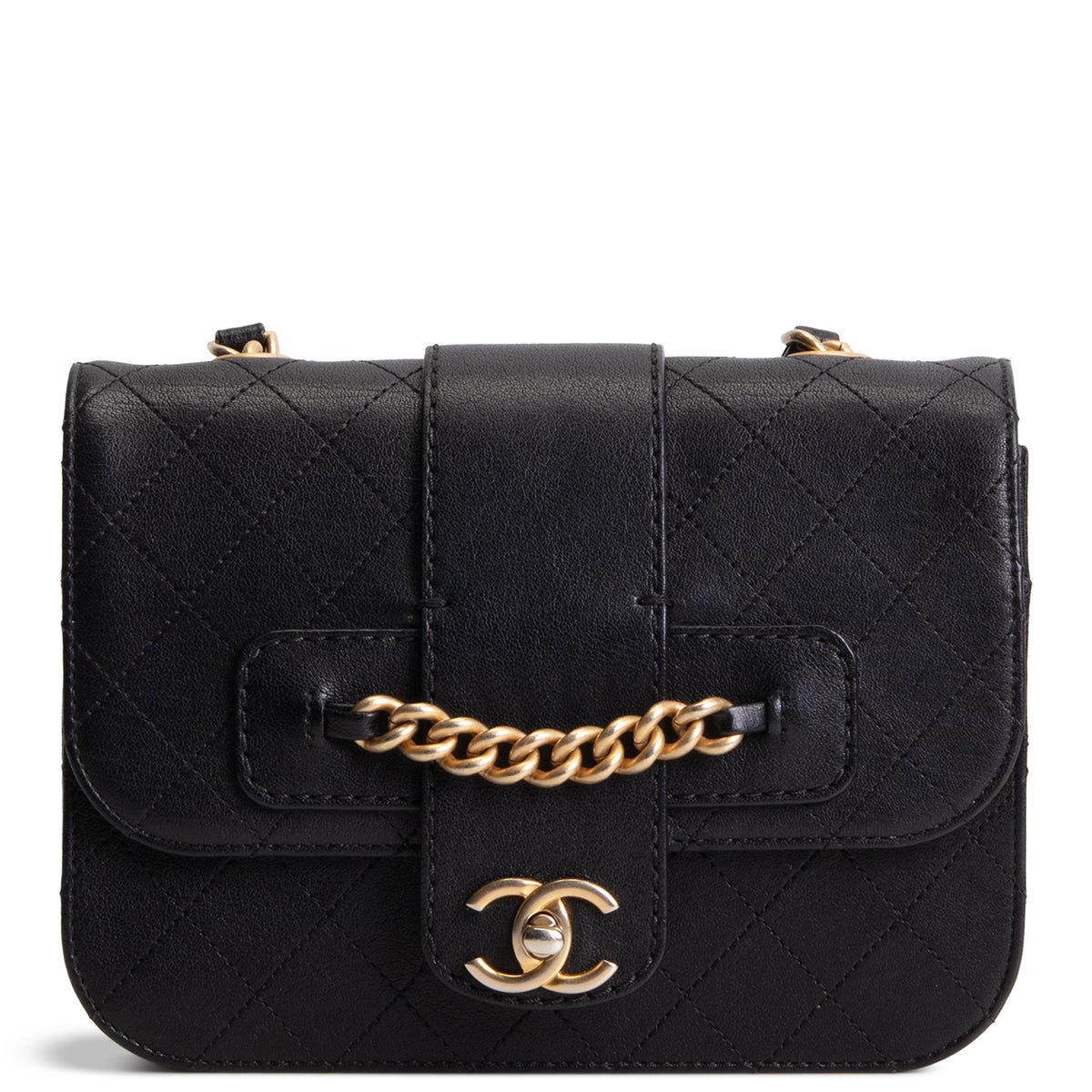 CHANEL Quilted Front Chain Flap Crossbody