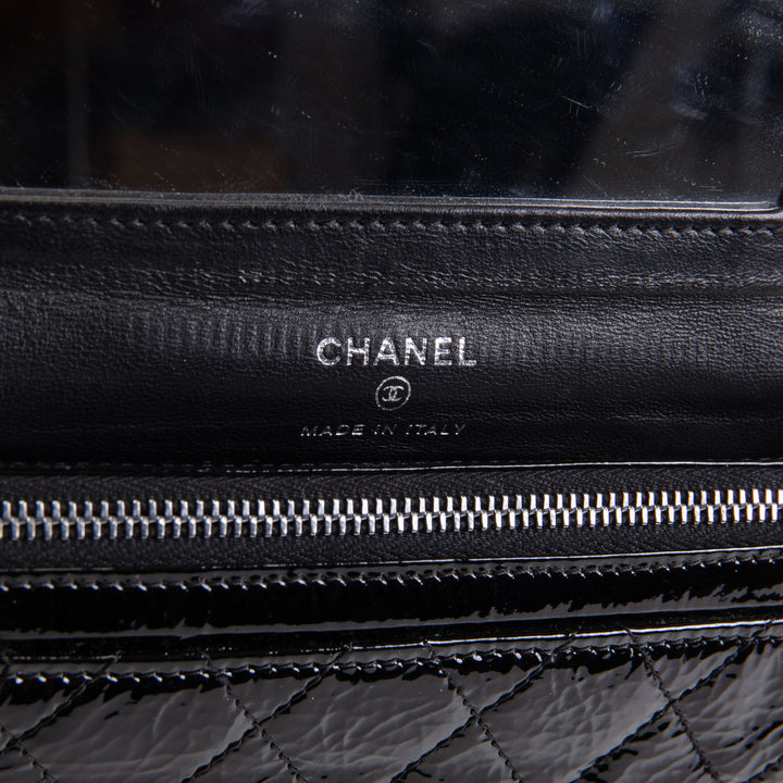 CHANEL Patent Quilted Flap Cosmetic Case - Black