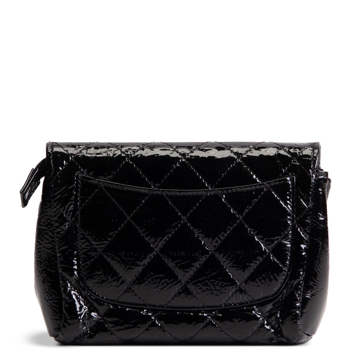 CHANEL Patent Quilted Flap Cosmetic Case - Black