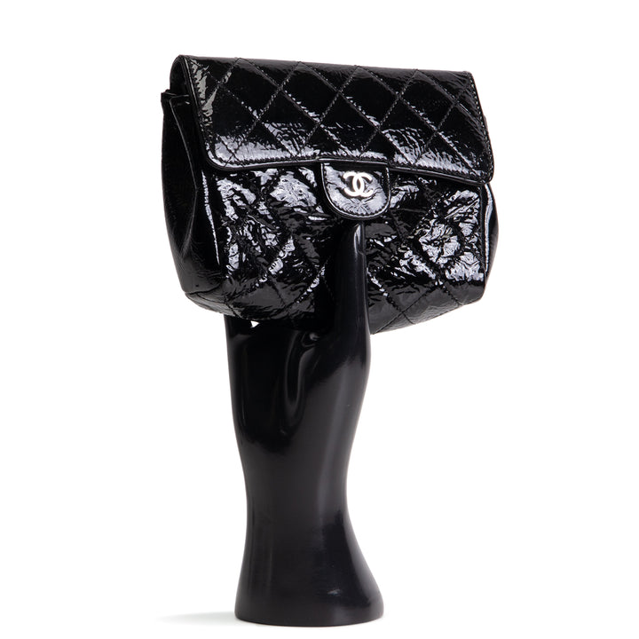 CHANEL Patent Quilted Flap Cosmetic Case - Black