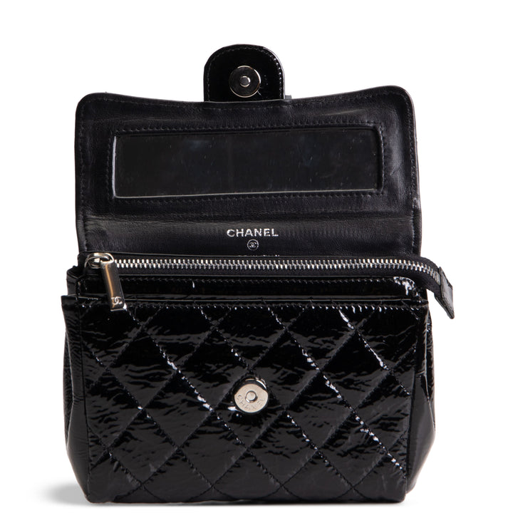 CHANEL Patent Quilted Flap Cosmetic Case - Black