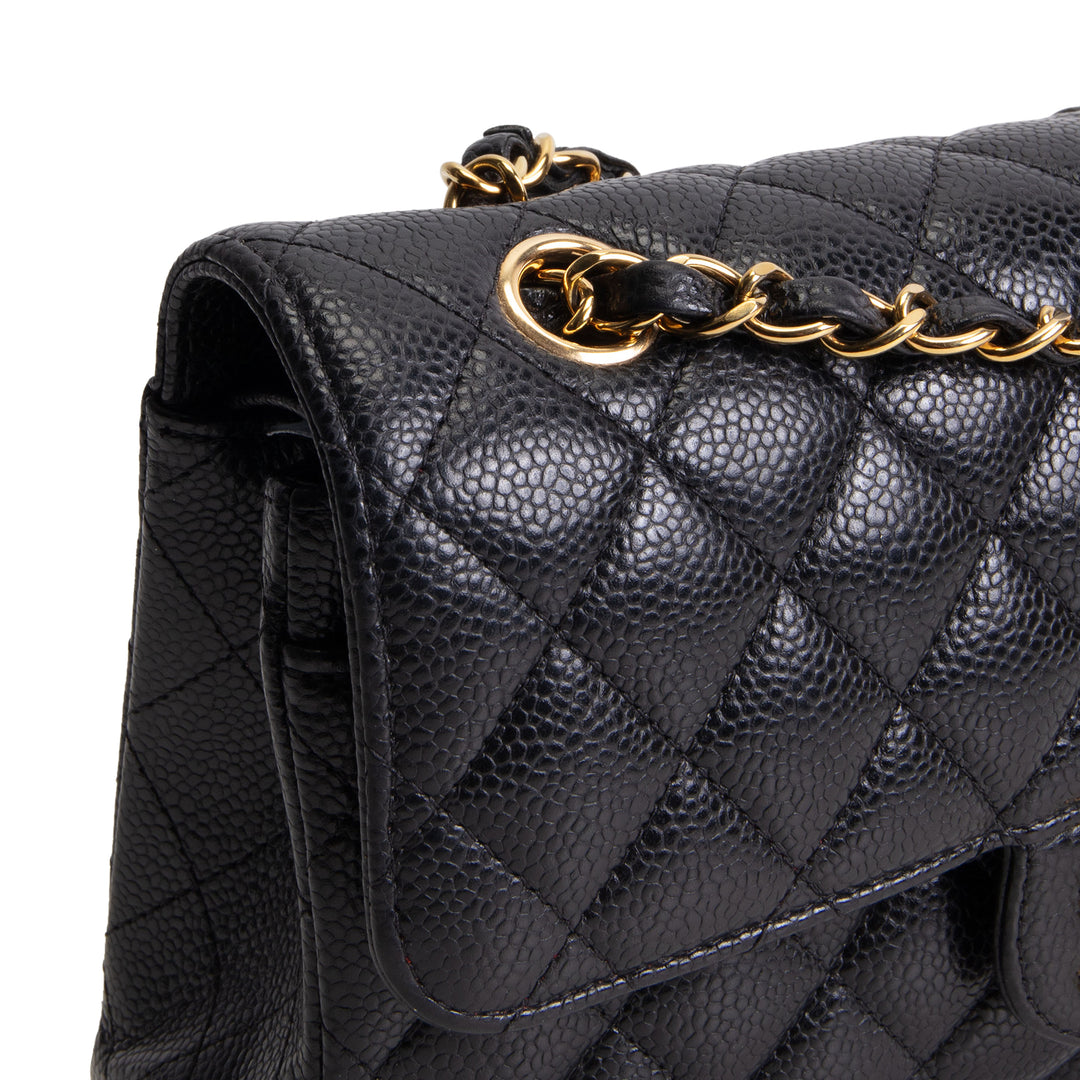 CHANEL Small Double Flap Quilted Caviar - Black