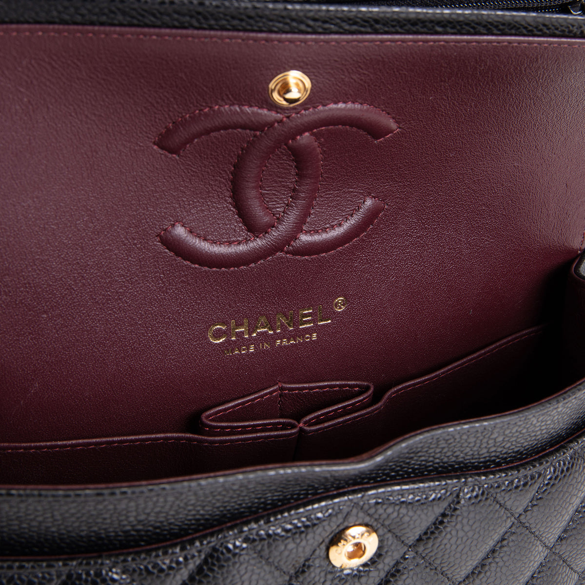 CHANEL Small Double Flap Quilted Caviar - Black