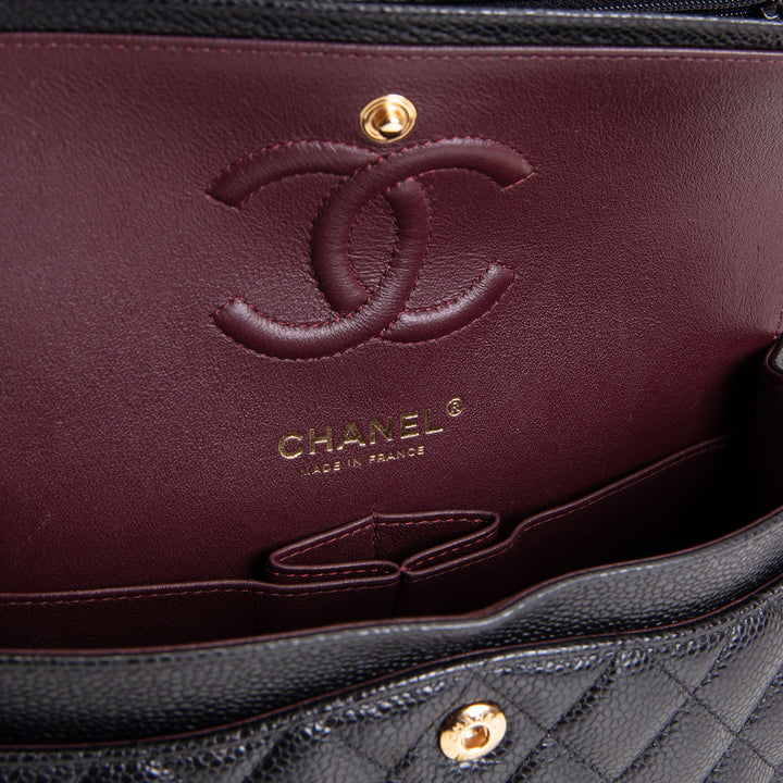 CHANEL Small Double Flap Quilted Caviar - Black