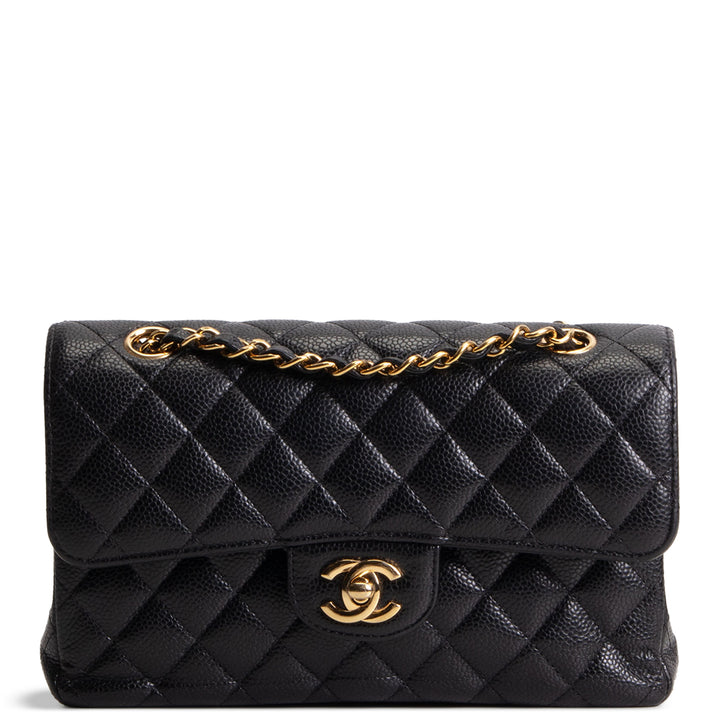 CHANEL Small Double Flap Quilted Caviar - Black