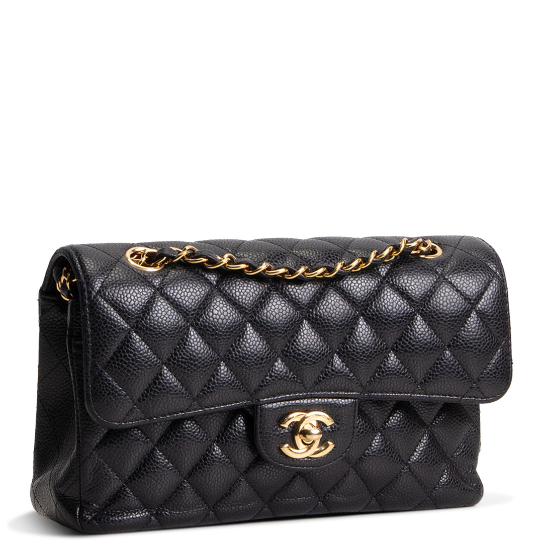 CHANEL Small Double Flap Quilted Caviar - Black