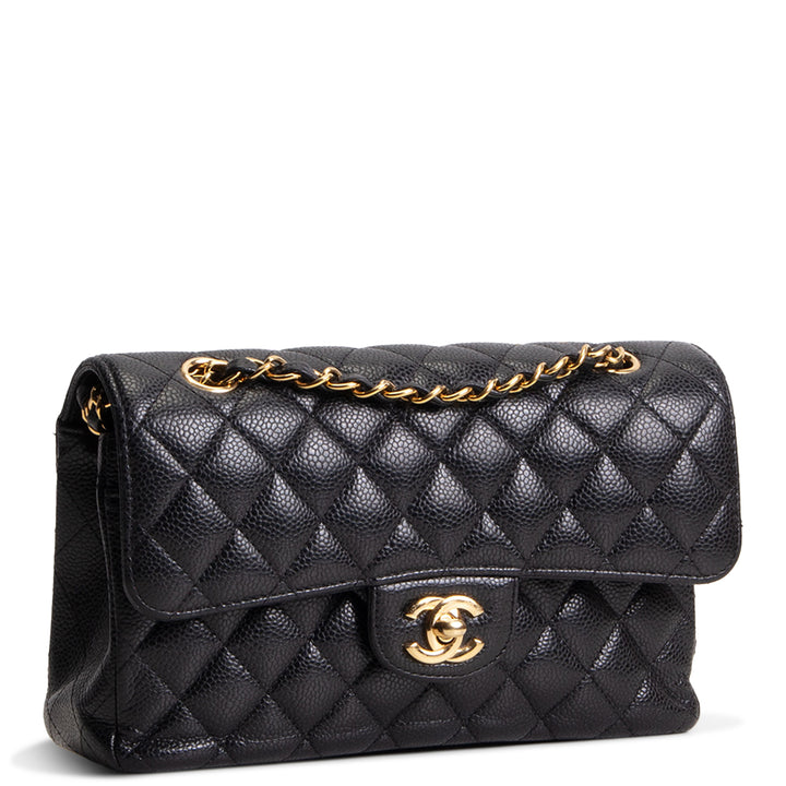 CHANEL Small Double Flap Quilted Caviar - Black