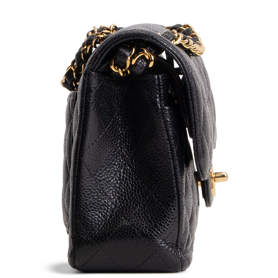 CHANEL Small Double Flap Quilted Caviar - Black