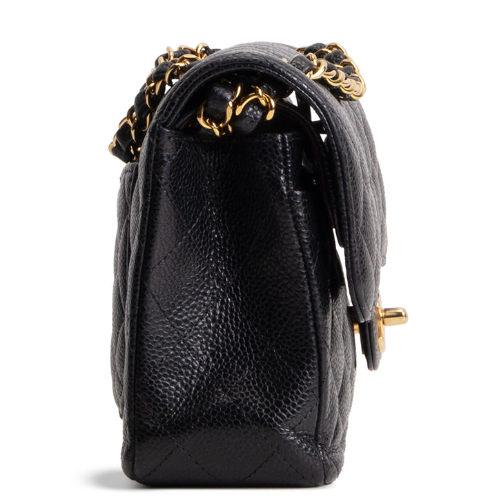CHANEL Small Double Flap Quilted Caviar - Black