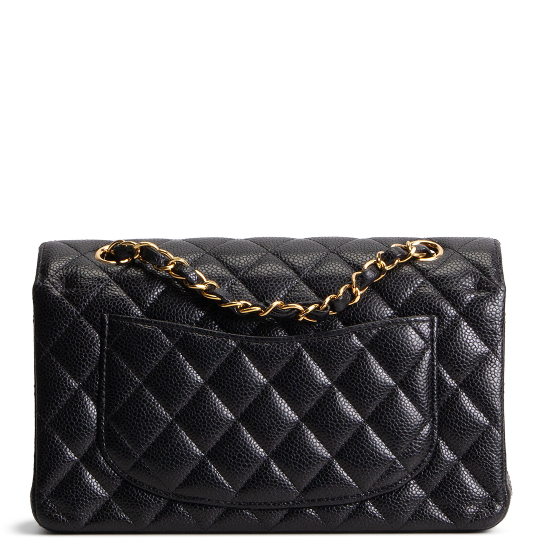 CHANEL Small Double Flap Quilted Caviar - Black