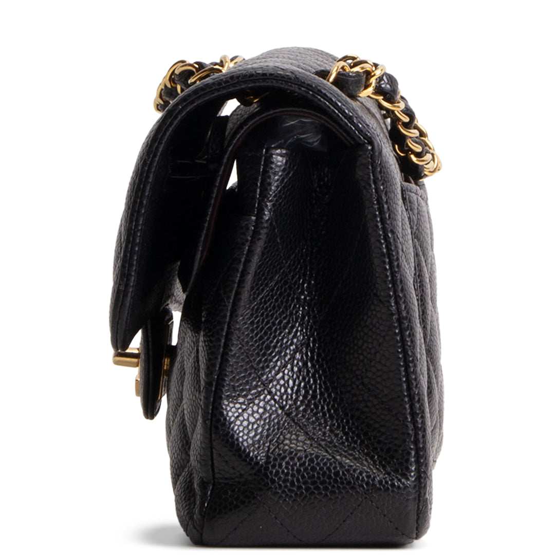 CHANEL Small Double Flap Quilted Caviar - Black