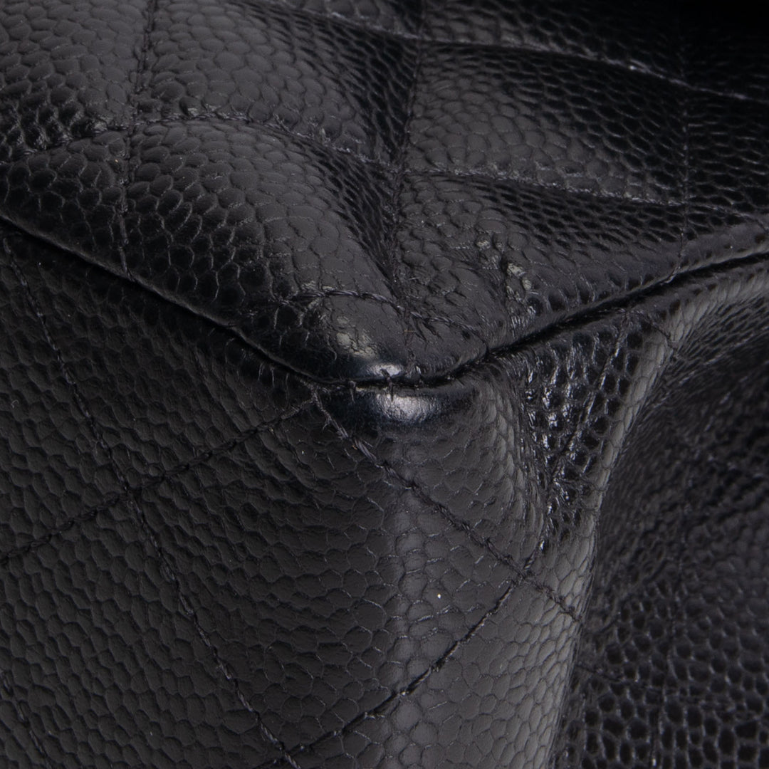 CHANEL Small Double Flap Quilted Caviar - Black