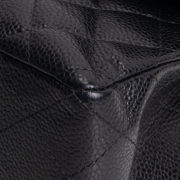CHANEL Small Double Flap Quilted Caviar - Black
