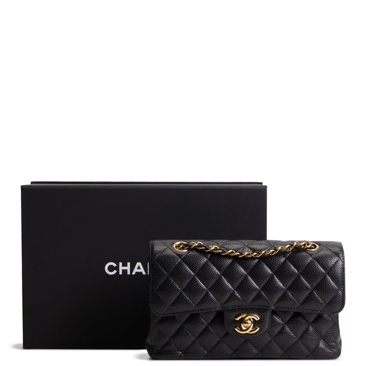 CHANEL Small Double Flap Quilted Caviar - Black