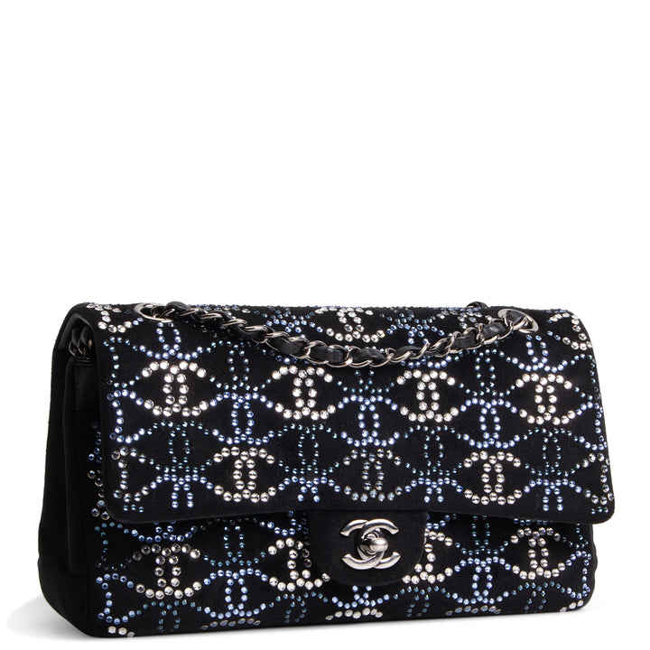 CHANEL CC Crystal Stress Velvet Medium Double Flap