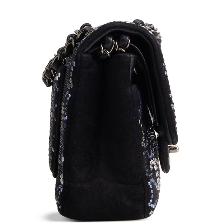 CHANEL CC Crystal Stress Velvet Medium Double Flap
