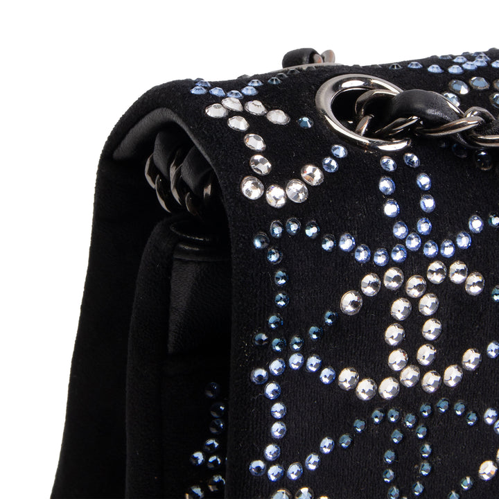 CHANEL CC Crystal Stress Velvet Medium Double Flap