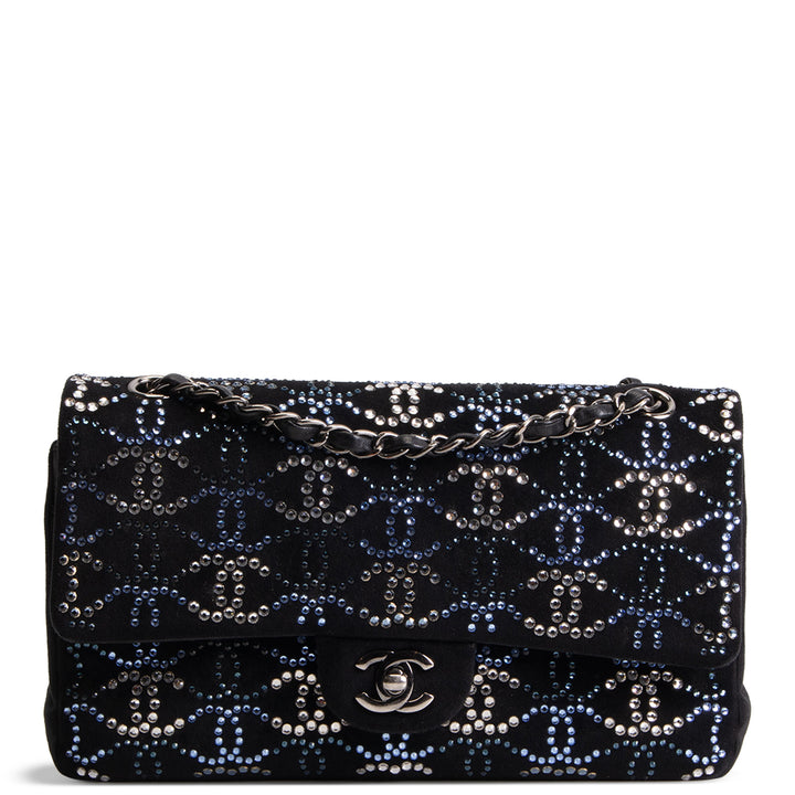 CHANEL CC Crystal Stress Velvet Medium Double Flap