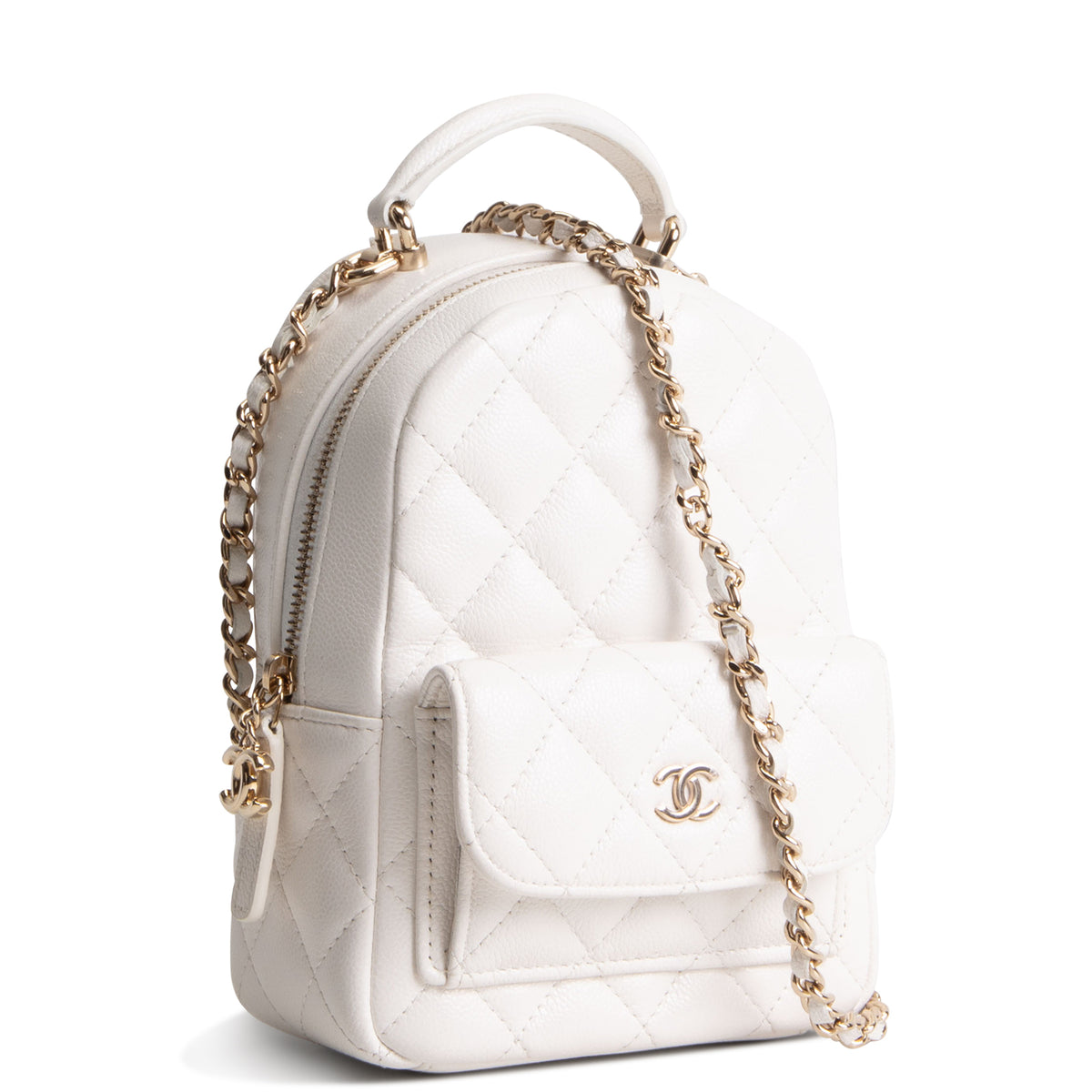 CHANEL Mini Caviar Backpack - White