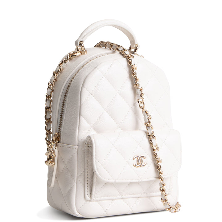 CHANEL Mini Caviar Backpack - White
