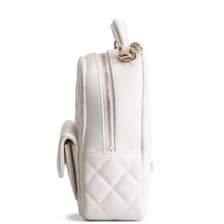 CHANEL Mini Caviar Backpack - White