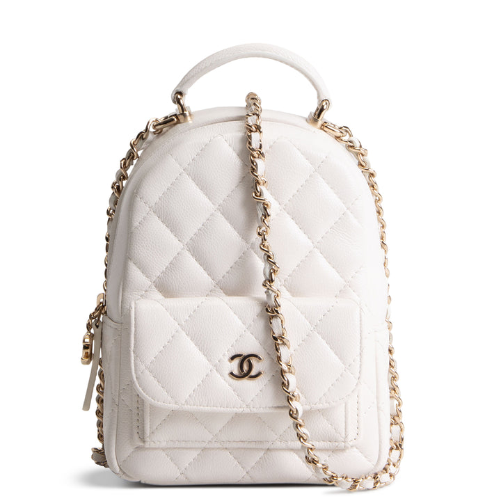 CHANEL Mini Caviar Backpack - White