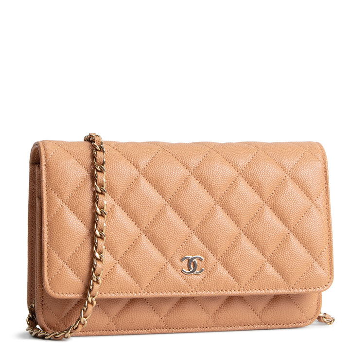 CHANEL Caviar Quilted Wallet on Chain - Dark Beige
