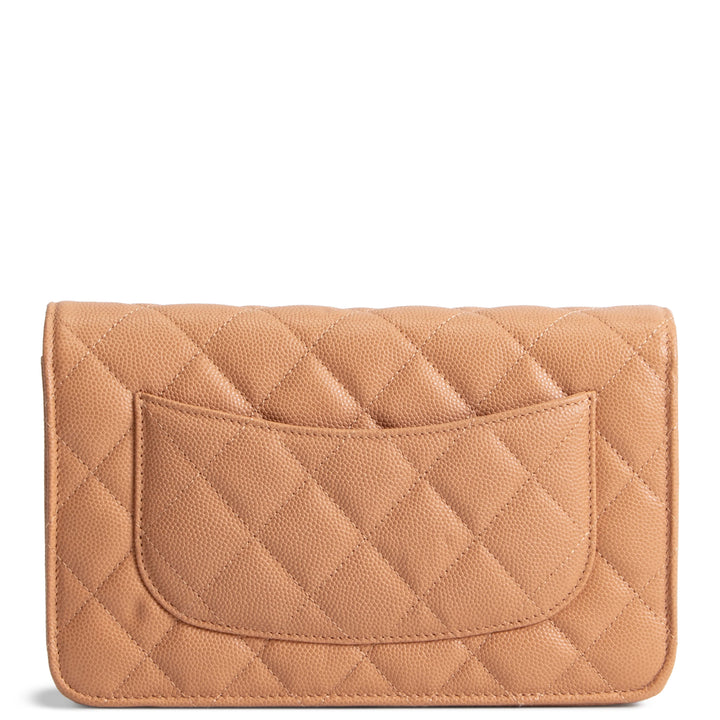 CHANEL Caviar Quilted Wallet on Chain - Dark Beige