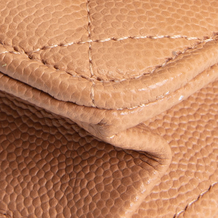 CHANEL Caviar Quilted Wallet on Chain - Dark Beige