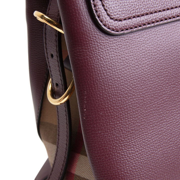 BURBERRY Housecheck Leather Camberley Shoulder Bag
